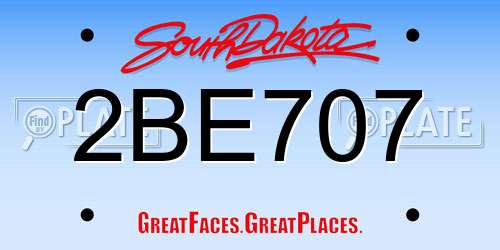 2BE707 South Dakota License Plate