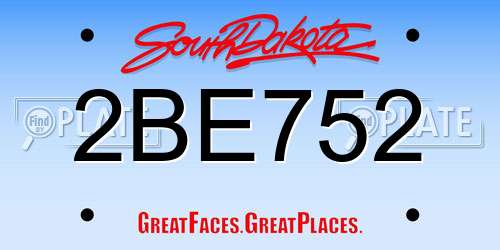 2BE752 South Dakota License Plate