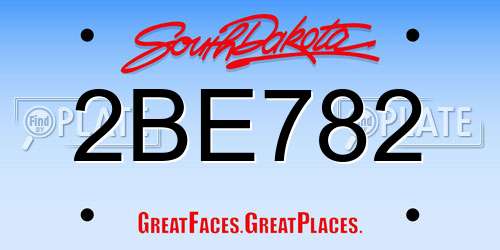 2BE782 South Dakota License Plate