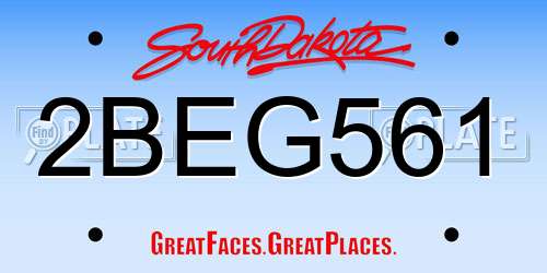 2BEG561 South Dakota License Plate