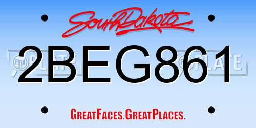 2BEG861 South Dakota License Plate