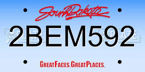 2BEM592 South Dakota License Plate