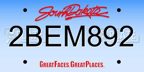 2BEM892 South Dakota License Plate