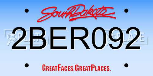 2BER092 South Dakota License Plate