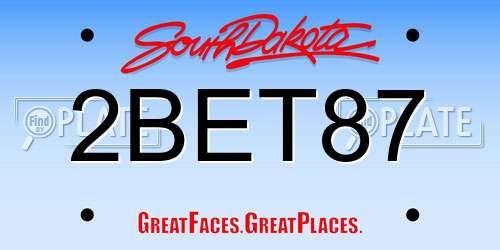 2BET87 South Dakota License Plate
