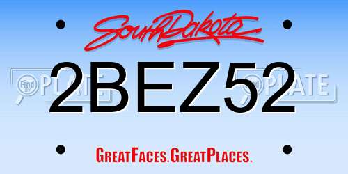 2BEZ52 South Dakota License Plate