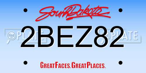 2BEZ82 South Dakota License Plate