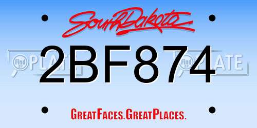 2BF874 South Dakota License Plate