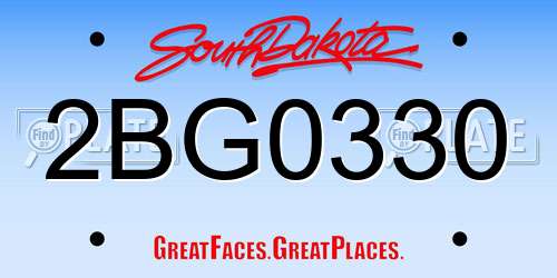 2BG0330 South Dakota License Plate