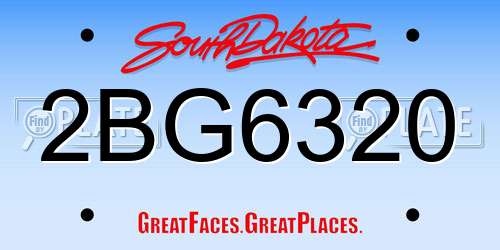 2BG6320 South Dakota License Plate