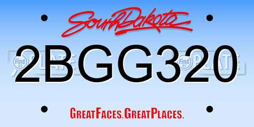 2BGG320 South Dakota License Plate