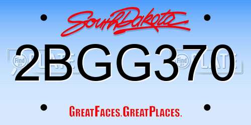 2BGG370 South Dakota License Plate