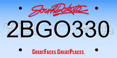 2BGO330 South Dakota License Plate