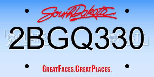 2BGQ330 South Dakota License Plate