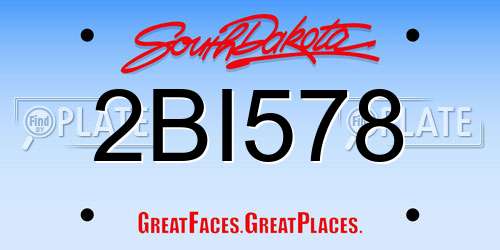 2BI578 South Dakota License Plate