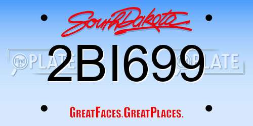2BI699 South Dakota License Plate