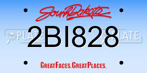 2BI828 South Dakota License Plate