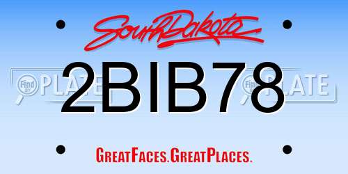 2BIB78 South Dakota License Plate
