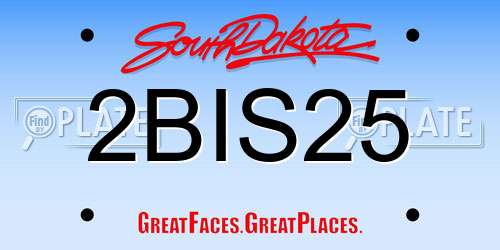 2BIS25 South Dakota License Plate