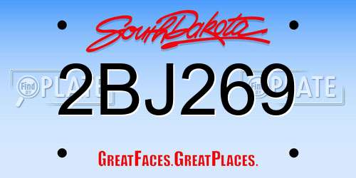 2BJ269 South Dakota License Plate