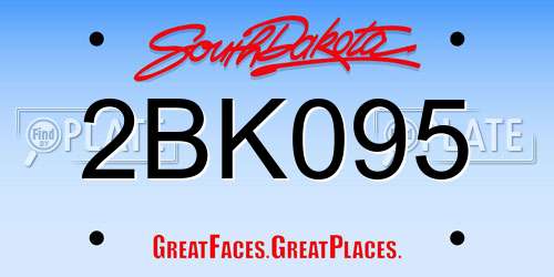 2BK095 South Dakota License Plate