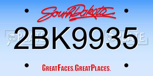 2BK9935 South Dakota License Plate