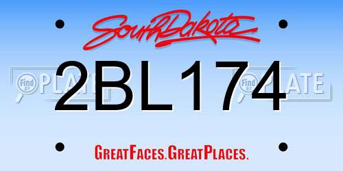 2BL174 South Dakota License Plate