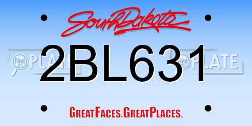 2BL631 South Dakota License Plate