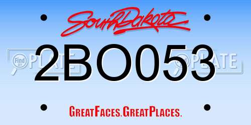 2BO053 South Dakota License Plate