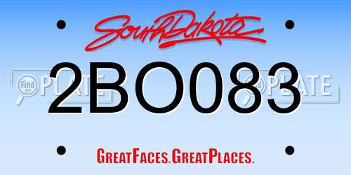 2BO083 South Dakota License Plate