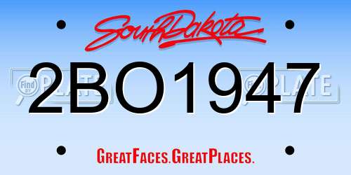 2BO1947 South Dakota License Plate