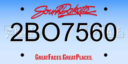2BO7560 South Dakota License Plate