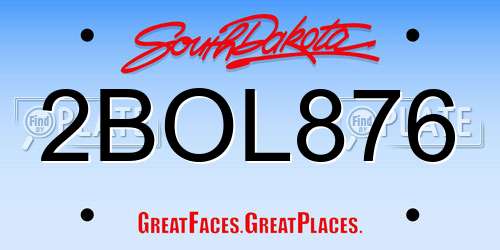 2BOL876 South Dakota License Plate