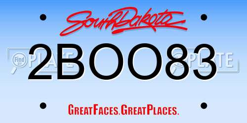 2BOO83 South Dakota License Plate