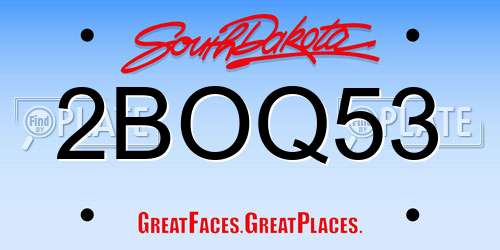 2BOQ53 South Dakota License Plate
