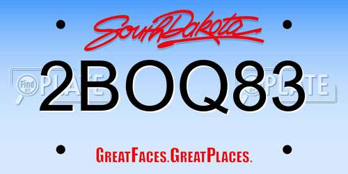 2BOQ83 South Dakota License Plate