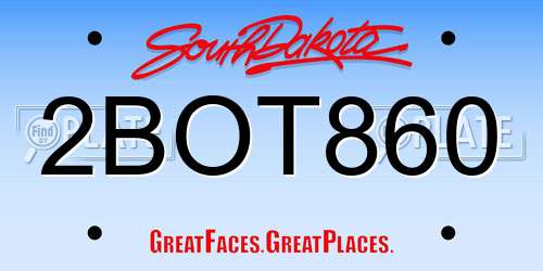 2BOT860 South Dakota License Plate