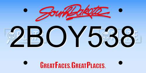 2BOY538 South Dakota License Plate