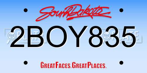 2BOY835 South Dakota License Plate