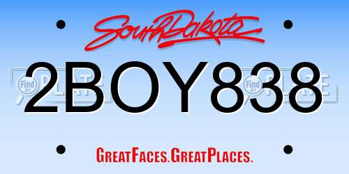 2BOY838 South Dakota License Plate