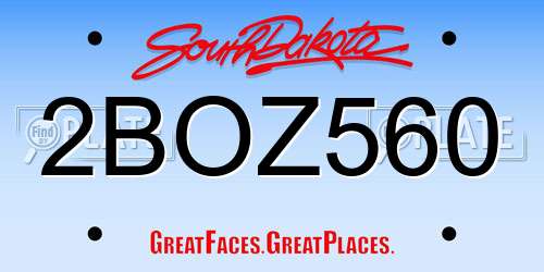 2BOZ560 South Dakota License Plate