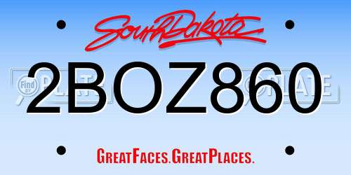 2BOZ860 South Dakota License Plate