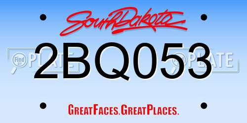 2BQ053 South Dakota License Plate