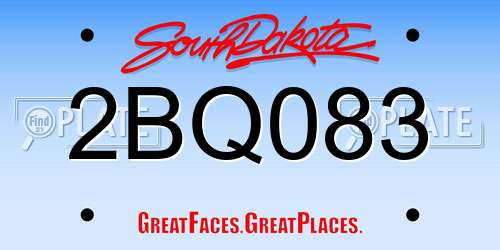 2BQ083 South Dakota License Plate