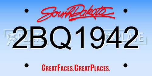 2BQ1942 South Dakota License Plate