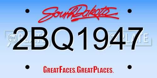 2BQ1947 South Dakota License Plate