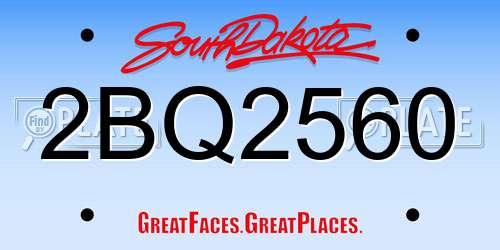 2BQ2560 South Dakota License Plate
