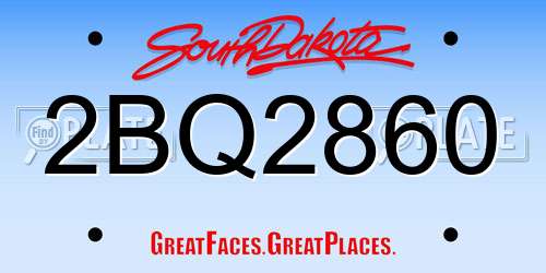 2BQ2860 South Dakota License Plate