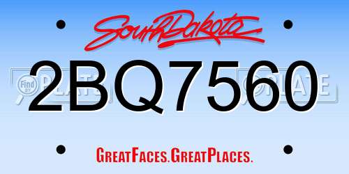 2BQ7560 South Dakota License Plate