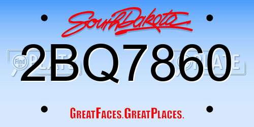 2BQ7860 South Dakota License Plate